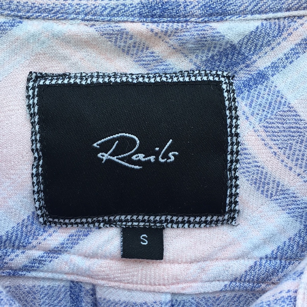 Rails Hunter Plaid Flannel Shirt Rayon Pink Blue S - Picture 3 of 16